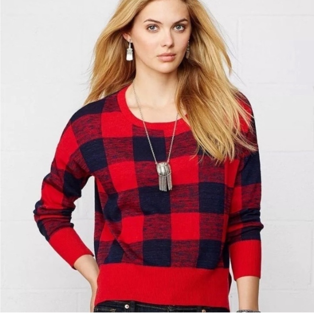 Denim & Supply Ralph Lauren Buffalo Plaid Check Scoop Neck Light Sweater Sz XL